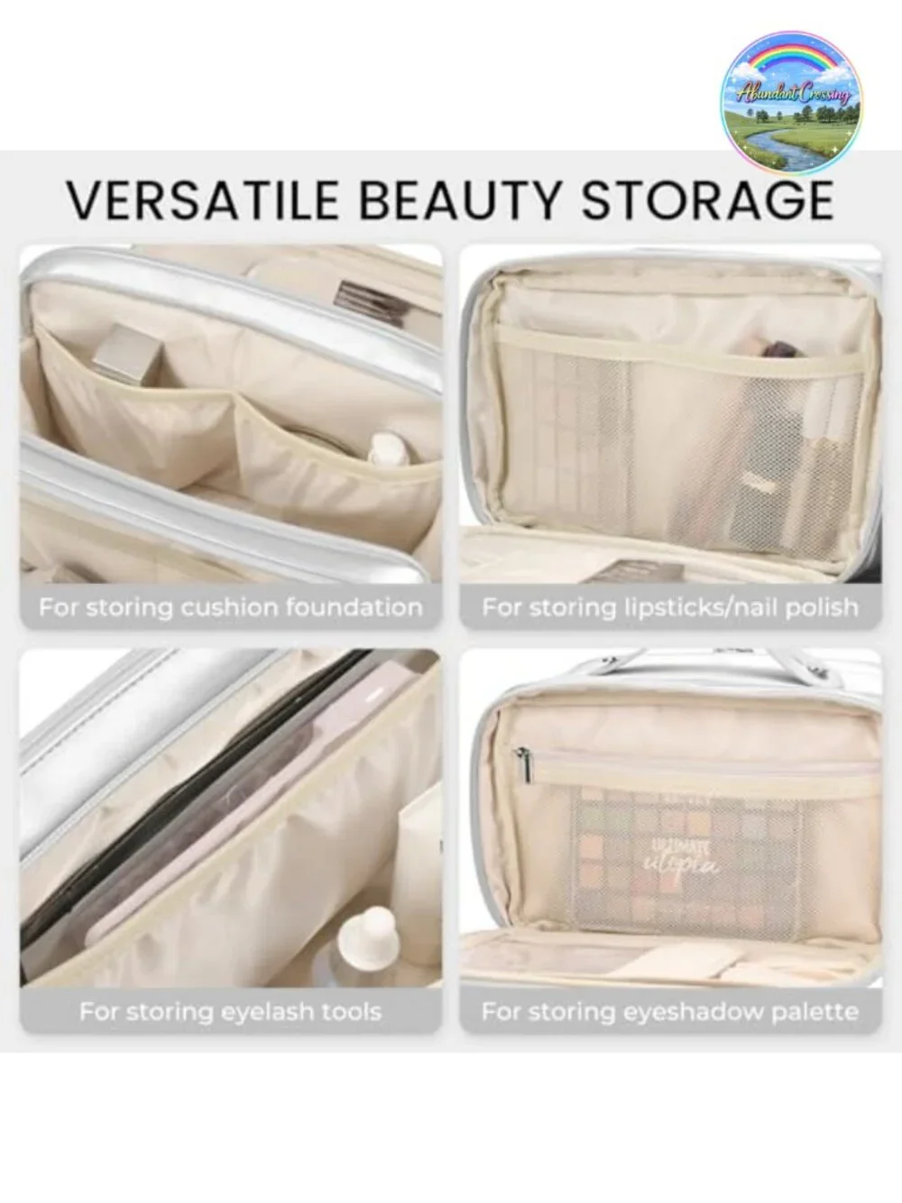 Large Capacity Waterproof PU Leather Travel Makeup Bag with Brush Holder